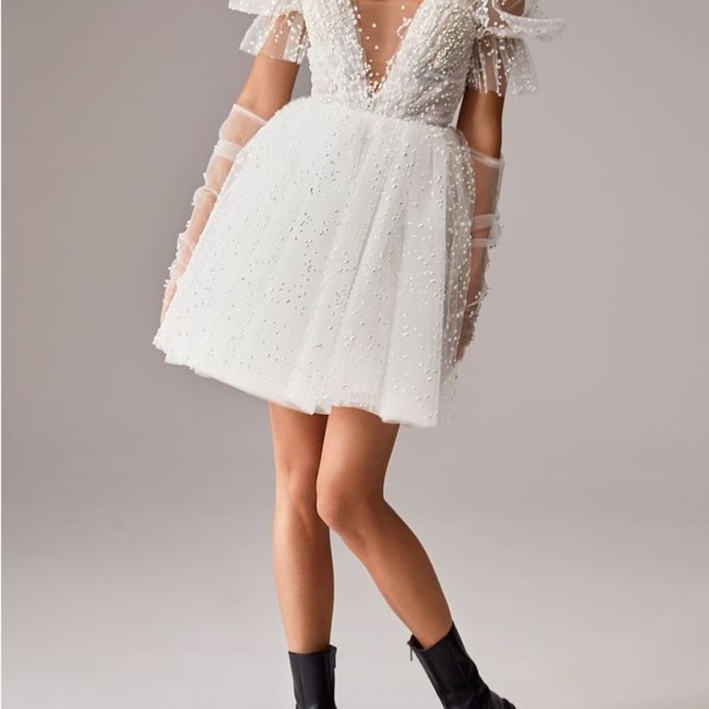 Elegant White Beaded Dress